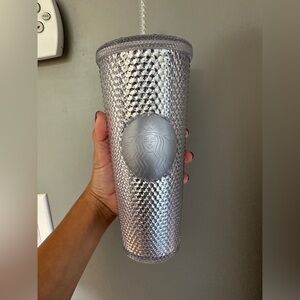 Starbucks Studded Platinum Silver‎ Bling Cold Cup Tumbler 24oz Venti 2019